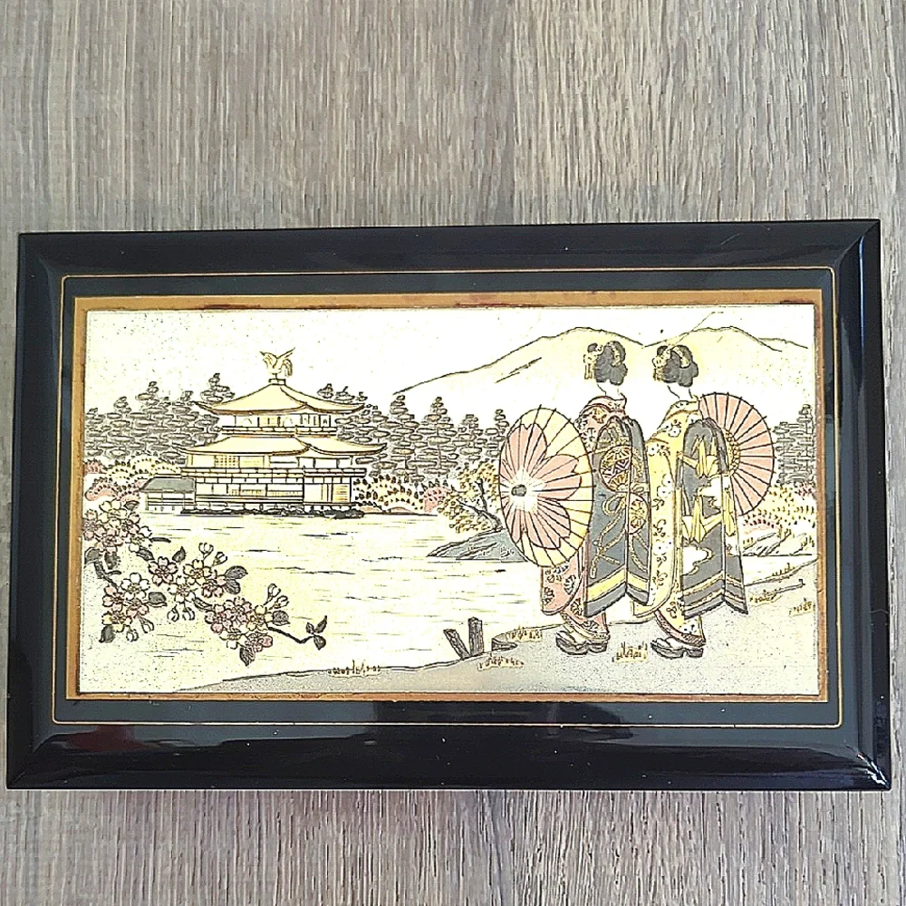 Vintage Japanese Chokin Lacquered Jewelry Music Box